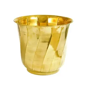 Vaso grande de metal dourado para plantas de interior, vaso de flores para plantas de casa e outras plantas de interior