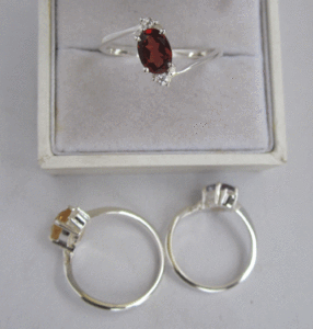 <b>14K</b> <b>Gold</b> <b>Ring</b> with Garnet & White Topaz Oval Cut Gemstone Rhodium Plated Fine Jewelry for Gift or Promise IGI Certified - Product Image 1