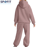 Survêtements d'hiver personnalisés pour femmes grandes tailles, style urbain, en molleton uni brodé, ensembles de sport OEM personnalisables, devant