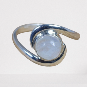 Anillo de piedras preciosas de piedra lunar de Fuego Azul, anillo de plata chapado en rodio hecho a mano de Plata de Ley 925 para boda, regalo de Navidad, Año Nuevo - Product Image 1