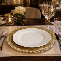 Assiette décorative en verre de 13 pouces, sans plomb, ambrée, à motif diamant en relief, pour mariage, vente en gros