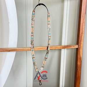 Custom Logo Hand Tooled Leather <b>Lanyard</b> Wholesale Customized Cowhide Leather Neck <b>Lanyard</b> Strap ID Card <b>Badge</b> <b>Holder</b> Accessories - Product Image 1