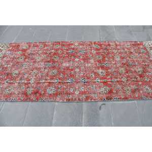 3.6x8.9 ft Vintage Turkish Rug, Area Rug, <b>Red</b> <b>Wool</b> Rug - Product Image 3
