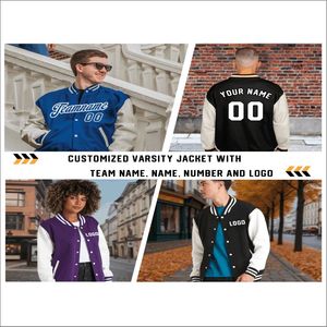 แจ็คเก็ตวาร์ซิตี้ผู้ชายไซส์พลัสแบบกำหนดเอง ขายส่ง โลโก้ด้านหน้าแบบเปล่า โพลีเอสเตอร์/คอตตอน สไตล์ไฮสตรีท สำหรับฤดูหนาว - Product Image 6