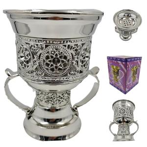Embossed Design Incense <b>Burner</b> in Stainless Steel with <b>Silver</b> Finished for Premium Bakhoor and Oud Burning and Elegant Tableware - Product Image 3