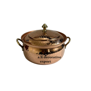 Pot de service en cuivre pur durable martelé à la main, plat à gratin, couvercle orné, style moderne, réchaud, décoration de la maison, fournitures de mariage - Product Image 5