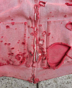 Nouveau style streetwear : sweats à capuche zippés 100 % coton, coupe lourde, délavés à l'acide, effet vieilli, double délavage, très tendance - Product Image 6