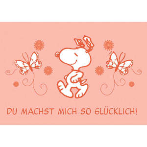 การ์ดอวยพรวันวาเลนไทน์ของเพียว์นัทส์ 'Du Machst Mich so Glcklich!' สินค้าโดดเด่น: สโนปี้ที่ทำจากกระดาษ - Product Image 1