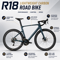 Vélo de route en carbone sans fil léger, 13 vitesses, frein à disque hydraulique, 700C 700x28C, vélo de course R18