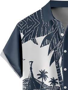 Custom Logo Summer Beach Hawaiian <b>Satin</b> Cotton Short Sleeve Button Down <b>Shirt</b> <b>for</b> <b>Men</b> <b>for</b> Work & Vacation - Product Image 4