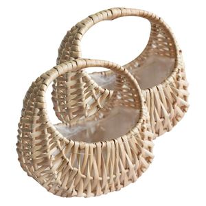 Handcrafted Wicker Ribbon <b>Basket</b> - Natural Rattan Organizer with Handle for Gift <b>Display</b> & Home Storage - Product Image 3