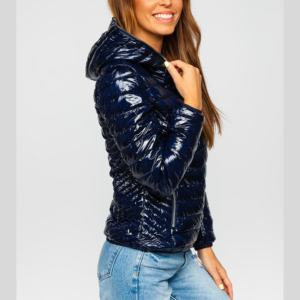 Veste bomber matelassée imperméable en tricot à capuche pour femme, vêtement d'extérieur décontracté d'hiver avec tissu à mémoire de forme - Product Image 6