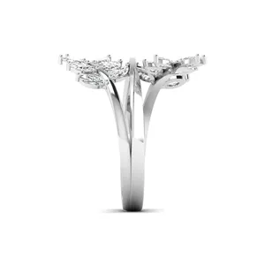 แหวนหมั้นดีไซน์ใบไม้ประดับเพชรทองคำพรีเมียมสำหรับผู้หญิง ทรงมาร์ควิส 0.35 กะรัต ผู้จำหน่ายเครื่องประดับขายส่ง - Product Image 6