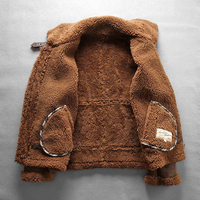Veste en cuir véritable, en peau de mouton, en sherpa, avec garniture en fourrure, coupe-vent, respirante, décontractée, hiver, homme, haute qualité, personnalisable