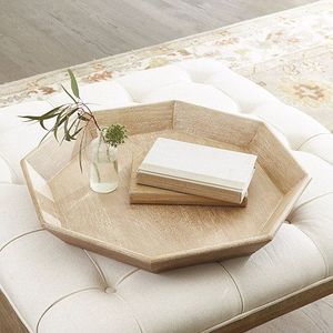 Bandeja de madera de mango sin terminar, bandeja de servicio de madera personalizada redonda para restaurante y hogar - Product Image 1