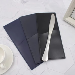 Custom Leather Cutlery Bag Stylish Table Organizer for Fork <b>Knife</b> Spoon Storage in Cafe LYR-0058C - Product Image 4
