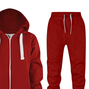<b>Red</b> Zip <b>Hoodie</b> Tracksuit With Jogger Pants <b>For</b> Men <b>Women</b> Winter Casual Sportswear Wholesale Factory OEM Custom Logo - Product Image 5