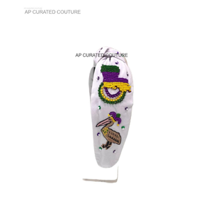 Diadema de mujer con cuentas de diseño personalizado, tema de Mardi Gras, pieza de mano hecha a mano hecha en la India - Product Image 4