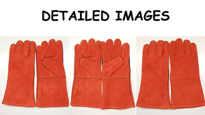 Gants de sécurité de construction rouges pour hommes Premium XL en cuir de vache fendu 35cm ignifuge résistant à la chaleur et imperméable pour le soudage - Product Image 5