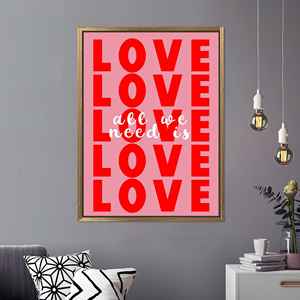 Elegant Modern Love <b>Canvas</b> Art Print for Valentine's Day Couple Gift,Gold <b>Framed</b> - Product Image 1
