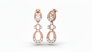 ต่างหูเพชรแบบหลายเม็ดทรงหยดน้ำ ดีไซน์หรูหรา ทำจากทอง 14K และเพชรธรรมชาติสำหรับผู้หญิง - Product Image 3