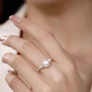 Jeulia Elegant White Pearl Sterling <b>Silver</b> <b>Adjustable</b> <b>Ring</b> - Product Image 5