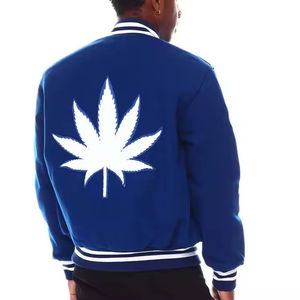 Vente en gros 2026 OEM Dernière collection Veste universitaire pour homme de haute qualité Col montant Hiver Manches en cuir Nouvelle arrivée Broderie - Product Image 3