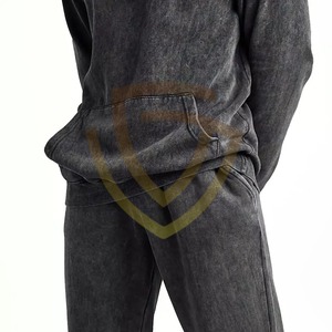 Wholesale Men's Plus Size <b>Thermal</b> Sweat Suit Set Customizable Design with Logo Print Hoodie and <b>Pants</b> for Winter - Product Image 3