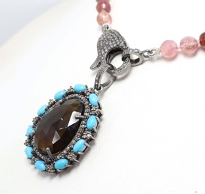 Plata de Ley 925 turmalina amarilla Natural piedra de corte facetado colgante de turquesa de Arizona collar redondo de turmalina múltiple - Product Image 3