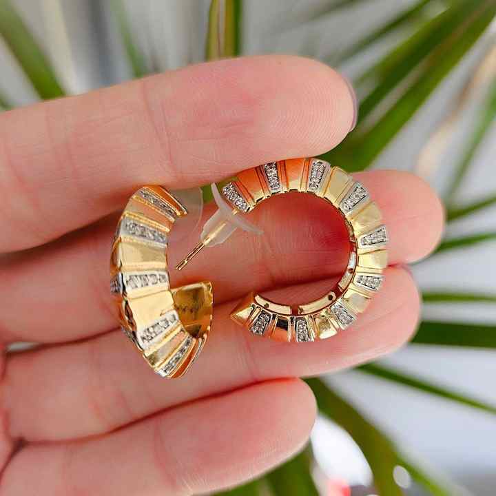 Brand Hoop Earrings with Prism Stone
