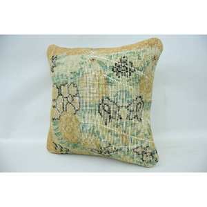 หมอนผ้าวูลสีเบจ16x16นิ้วลายวินเทจเทคนิคการเย็บปะติดปะต่อกันของลายวินเทจ - Product Image 3