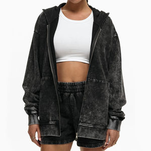 Sweat-shirts et sweats à capuche en coton de luxe de haute qualité, molleton personnalisé, délavage à l'acide, effet délavé au soleil, anti-boulochage, respirant, pour femme - Product Image 6