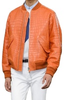 Chaqueta de Motociclista de Cuero con Grabado de Cocodrilo para Hombre, Cuello Camisero, Cierre de Cremallera, Manga Regular, Talla Grande, Estilo Otoñal