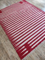 Top vente 100% coton rouge et blanc rayure plat armure laine à la main Dhurrie tapis indiens tapis au meilleur prix