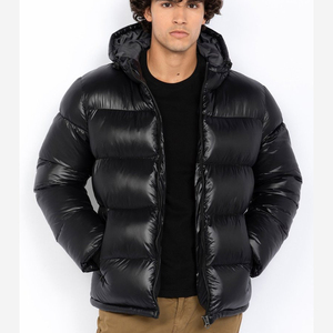 Veste matelassée brillante d'hiver pour hommes, coupe-vent rembourré, logo bulle à capuche noir épais, pour veste d'extérieur, nouvel arrivage - Product Image 4