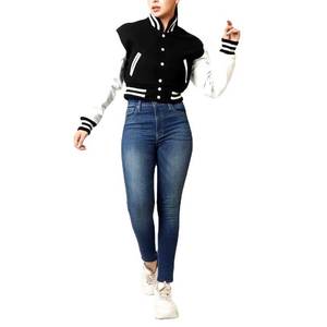 Veste universitaire pour femmes, top court, manteau Letterman, veste surdimensionnée de style universitaire, logo personnalisé, streetwear, fourniture de veste OEM - Product Image 1