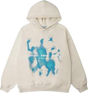 Sudadera con capucha de mezcla de algodón 100% algodón Sun Faded Oversized Pullover Acid Wash Cropped Boxy Fit Printing Logo Rhinestones Hoodies Hombres - Product Image 6