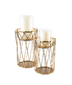 เชิงเทียนทำด้วยมือสไตล์เรียบง่ายพายุเฮอริเคนโลหะที่วางเทียนทันสมัยที่วางของตกแต่งโต๊ะในห้องนั่งเล่น - Product Image 6