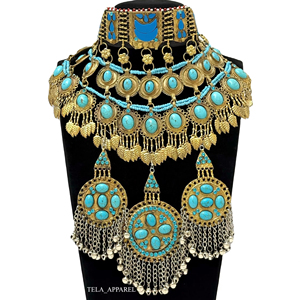 Collier de fête pour femmes de style bohème vintage en perles de cuivre faites à la main de la culture tribale afghane - Product Image 1