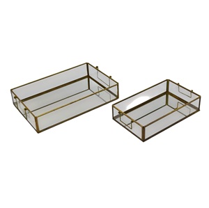 Iha sang trọng thiết kế đồng thau kim loại nghệ thuật phong cách hình lục giác gân kính đa chức năng phục vụ gương khay sơn tĩnh điện kết thúc nhà - Product Image 1