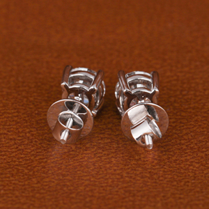 Lujoso corte redondo laboratorio crecido diamante 18KT oro blanco diamante nueva moda diseño personalizado tornillo trasero pendientes para mujer - Product Image 3