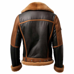 Chaqueta Elegante Ligera de Cuero Genuino Marrón y Negro para Hombre, Personalizada 2025, con Cuello Alto y Cierre de Cremallera - Product Image 2