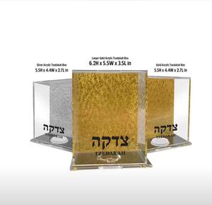 Caja de donación de Tzedakah de acrílico transparente Judaica contemporánea, caja de caridad Lucite para recolectar contribuciones que apoyan buenas causas - Product Image 2