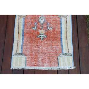 Alfombra Turca de 1.7x3.4 pies, Alfombra Vintage, Alfombra Roja de Lana Sólida - Product Image 5