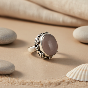 Bague en chalcédoine plaquée platine et rhodium pour femme |   Plaqué Rhodium |   Environnement |   Bijoux fantaisie pour femmes - Product Image 3