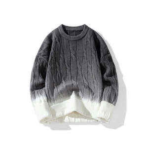 เสื้อสเวตเตอร์ผู้ชายไล่เฉดสีน้ำเงินขาว เนื้อผ้านุ่มสบาย ให้ความอบอุ่น เหมาะสำหรับฤดูหนาว สไตล์ลำลองทันสมัย แขนยาว - Product Image 5