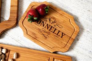 Planche à découper en bois d'olivier en résine personnalisée de haute qualité Couteau en bambou et acier inoxydable Planche à fromage élégante - Product Image 5