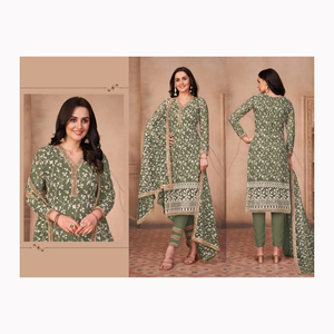 Ropa de fiesta de mujer india de longitud completa de diseñador, ropa de algodón y seda étnica bordada pesada, vestido indio de estilo pakistaní - Product Image 4
