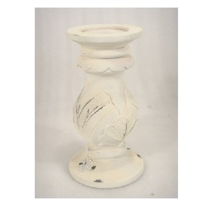 Luxueux fabriqué à la main rustique blanc lavage finition bois pilier bougeoir pour dessus de table décoratif maison salon fête utilisation - Product Image 1