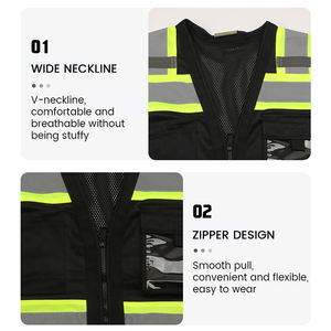 Meilleur gilet de sécurité réfléchissant imperméable haute visibilité avec gilets de sécurité au travail multi-poches Logo noir Meilleurs vêtements de sécurité - Product Image 4